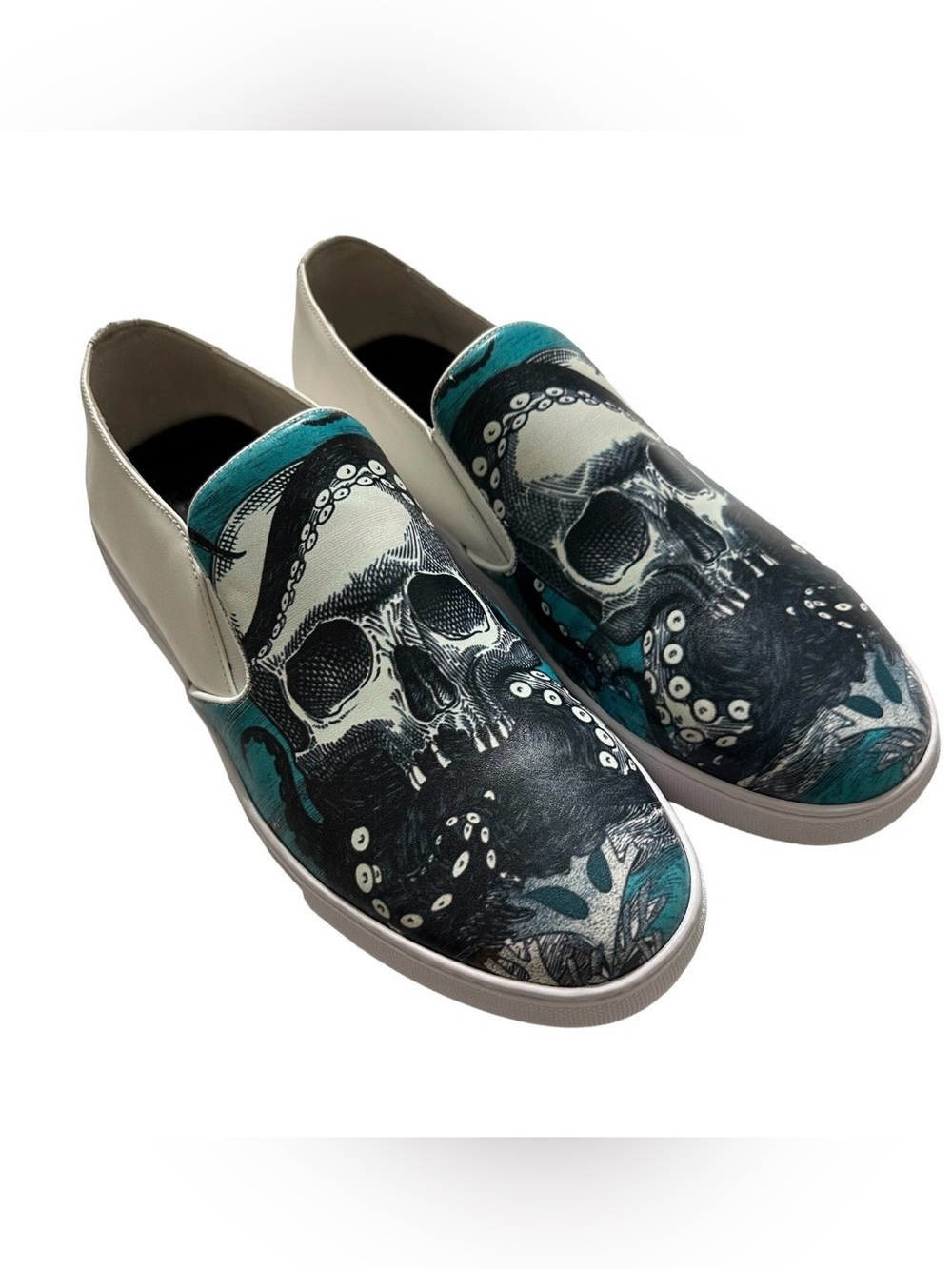 Robert Graham NWOB Ocean & Skull Leather Slip On Sneakers Sz.9 Casual Preppy